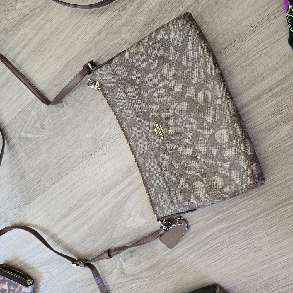 Coach Brown Crossbody Bag with Patterned Design
